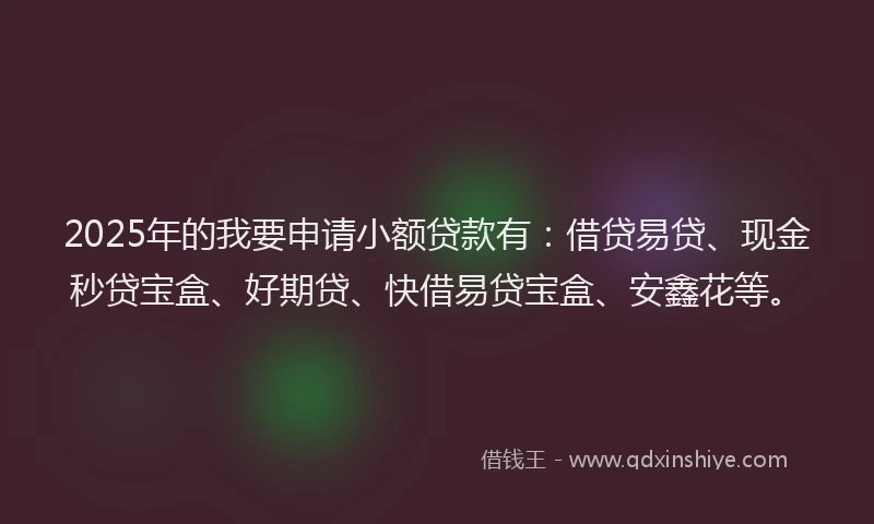 2025年的我要申请小额贷款有：借贷易贷、现金秒贷宝盒、好期贷、快借易贷宝盒、安鑫花等。