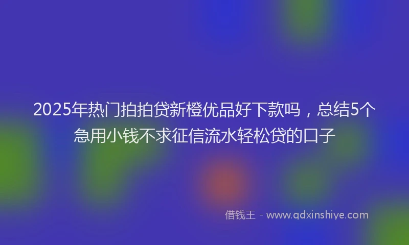 2025年热门拍拍贷新橙优品好下款吗，总结5个急用小钱不求征信流水轻松贷的口子