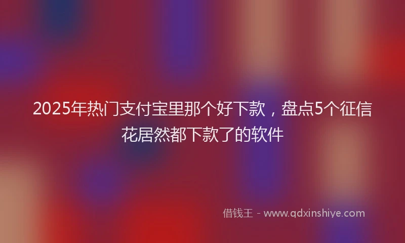 2025年热门支付宝里那个好下款，盘点5个征信花居然都下款了的软件