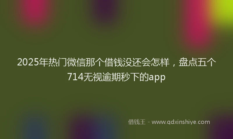 2025年热门微信那个借钱没还会怎样，盘点五个714无视逾期秒下的app
