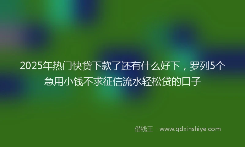 2025年热门快贷下款了还有什么好下，罗列5个急用小钱不求征信流水轻松贷的口子