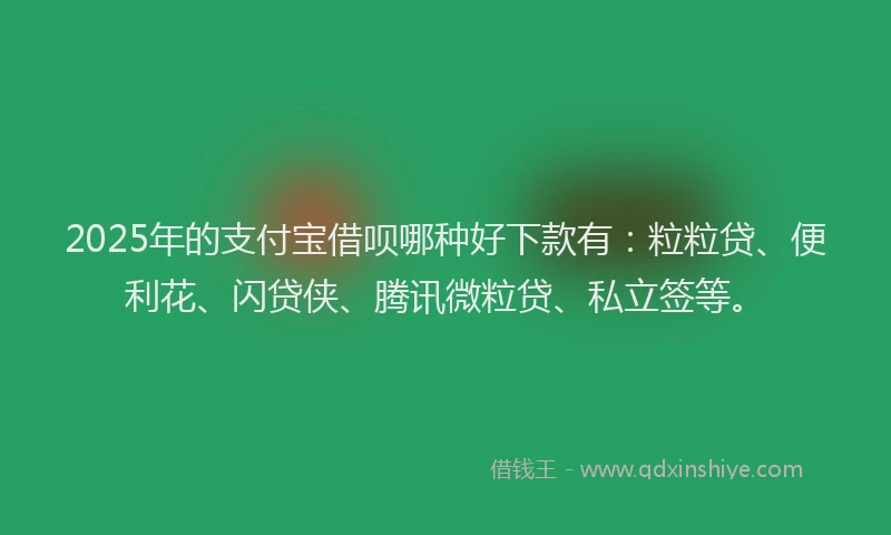 2025年的支付宝借呗哪种好下款有：粒粒贷、便利花、闪贷侠、腾讯微粒贷、私立签等。