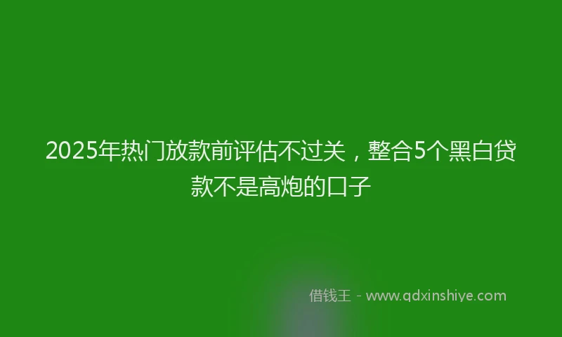 2025年热门放款前评估不过关，整合5个黑白贷款不是高炮的口子