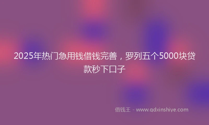 2025年热门急用钱借钱完善，罗列五个5000块贷款秒下口子