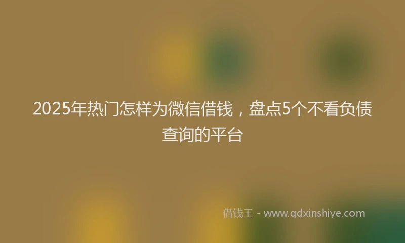 2025年热门怎样为微信借钱，盘点5个不看负债查询的平台