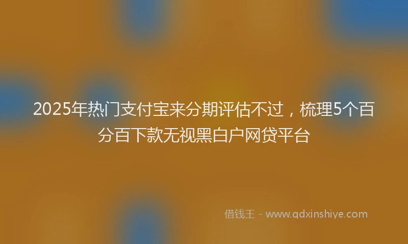 2025年热门支付宝来分期评估不过，梳理5个百分百下款无视黑白户网贷平台