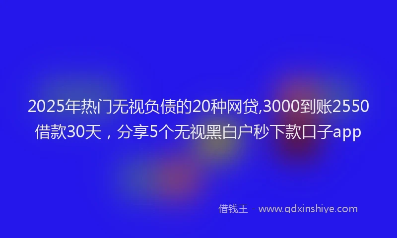 2025年热门无视负债的20种网贷,3000到账2550借款30天，分享5个无视黑白户秒下款口子app