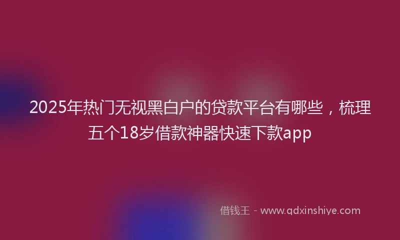 2025年热门无视黑白户的贷款平台有哪些，梳理五个18岁借款神器快速下款app