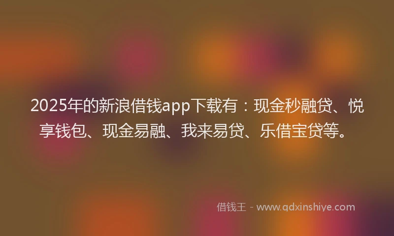 2025年的新浪借钱app下载有：现金秒融贷、悦享钱包、现金易融、我来易贷、乐借宝贷等。