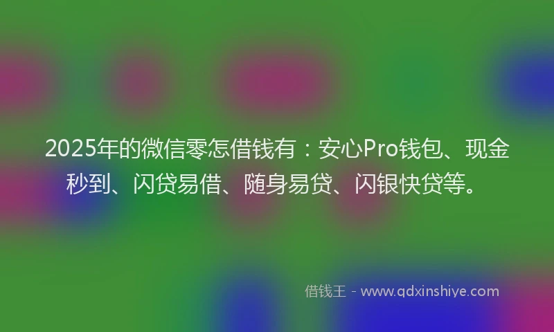 2025年的微信零怎借钱有：安心Pro钱包、现金秒到、闪贷易借、随身易贷、闪银快贷等。