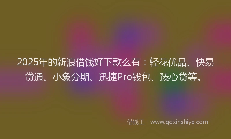 2025年的新浪借钱好下款么有：轻花优品、快易贷通、小象分期、迅捷Pro钱包、臻心贷等。