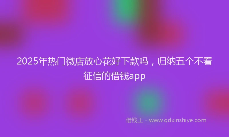 2025年热门微店放心花好下款吗，归纳五个不看征信的借钱app