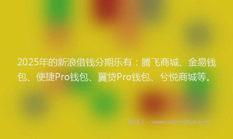 2025年的新浪借钱分期乐有：腾飞商城、金易钱包、便捷Pro钱包、翼贷Pro钱包、兮悦商城等。