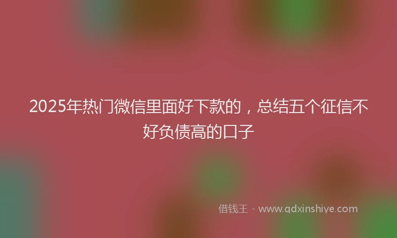2025年热门微信里面好下款的，总结五个征信不好负债高的口子