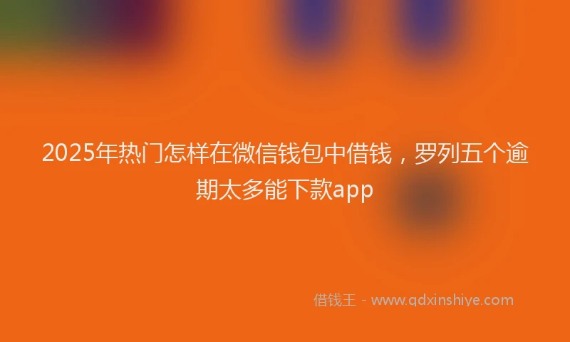 2025年热门怎样在微信钱包中借钱，罗列五个逾期太多能下款app
