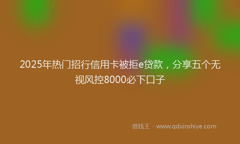2025年热门招行信用卡被拒e贷款，分享五个无视风控8000必下口子