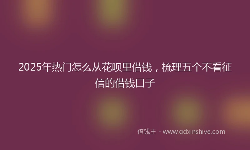 2025年热门怎么从花呗里借钱，梳理五个不看征信的借钱口子