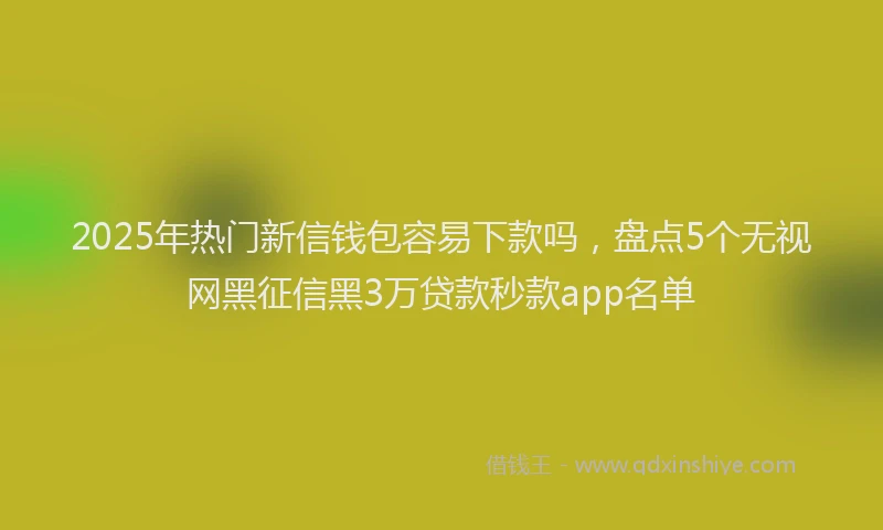 2025年热门新信钱包容易下款吗，盘点5个无视网黑征信黑3万贷款秒款app名单