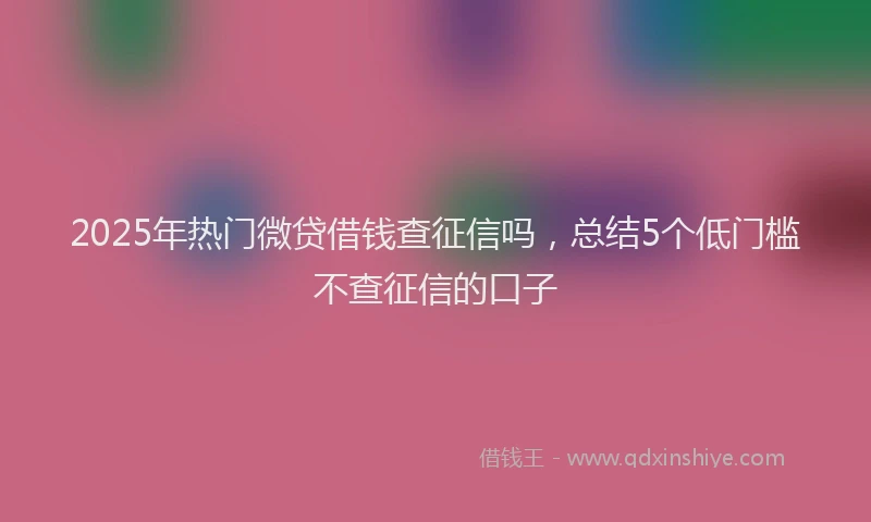 2025年热门微贷借钱查征信吗，总结5个低门槛不查征信的口子