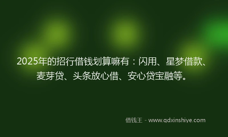 2025年的招行借钱划算嘛有：闪用、星梦借款、麦芽贷、头条放心借、安心贷宝融等。