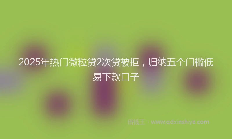 2025年热门微粒贷2次贷被拒，归纳五个门槛低易下款口子