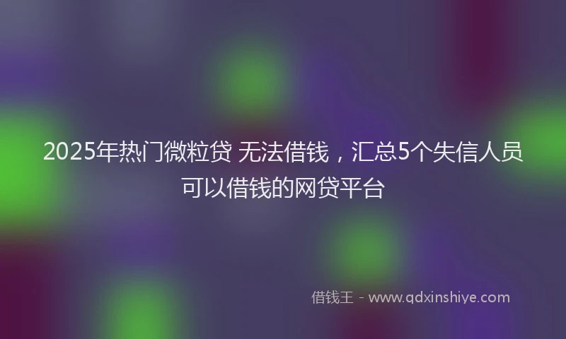 2025年热门微粒贷 无法借钱，汇总5个失信人员可以借钱的网贷平台