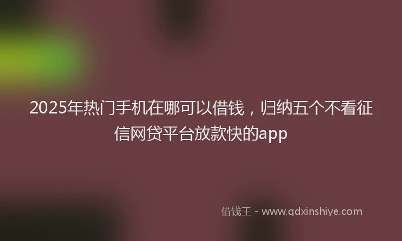 2025年热门手机在哪可以借钱，归纳五个不看征信网贷平台放款快的app
