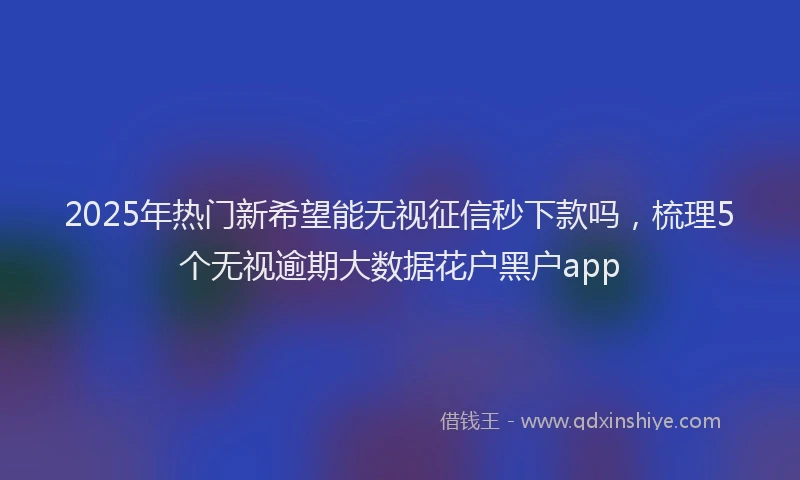 2025年热门新希望能无视征信秒下款吗，梳理5个无视逾期大数据花户黑户app