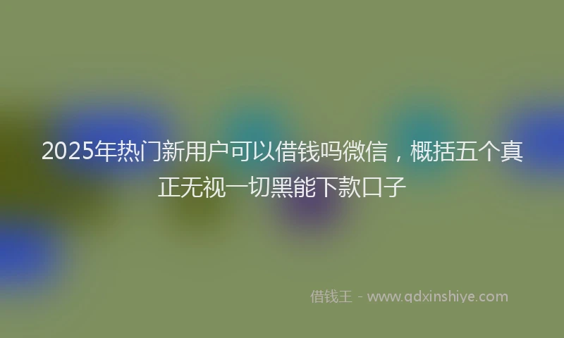 2025年热门新用户可以借钱吗微信，概括五个真正无视一切黑能下款口子