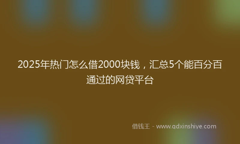 2025年热门怎么借2000块钱，汇总5个能百分百通过的网贷平台