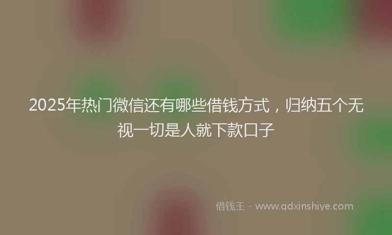 2025年热门微信还有哪些借钱方式，归纳五个无视一切是人就下款口子
