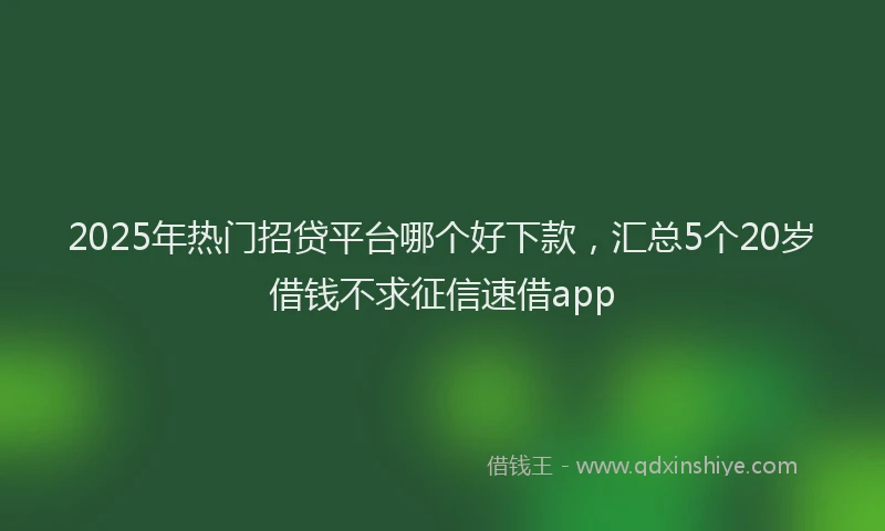 2025年热门招贷平台哪个好下款，汇总5个20岁借钱不求征信速借app