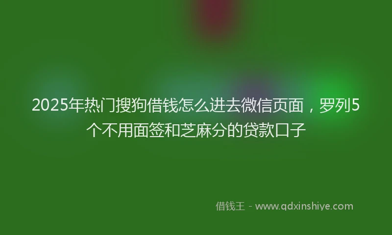 2025年热门搜狗借钱怎么进去微信页面，罗列5个不用面签和芝麻分的贷款口子