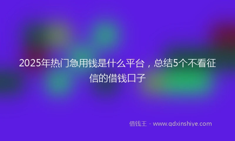 2025年热门急用钱是什么平台，总结5个不看征信的借钱口子