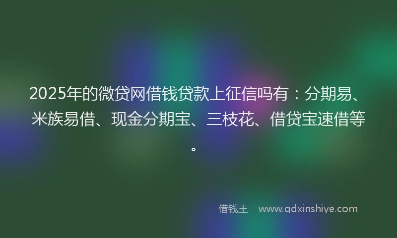 2025年的微贷网借钱贷款上征信吗有：分期易、米族易借、现金分期宝、三枝花、借贷宝速借等。