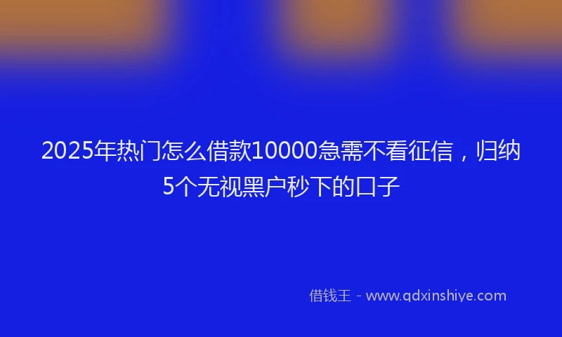 2025年热门怎么借款10000急需不看征信，归纳5个无视黑户秒下的口子