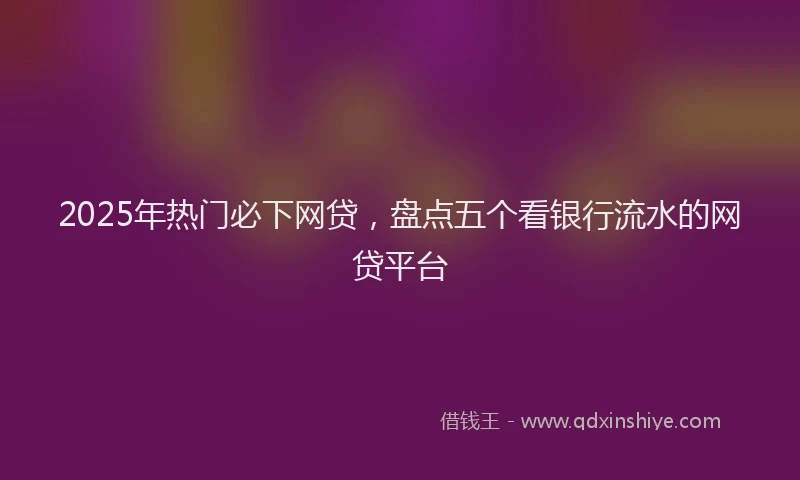 2025年热门必下网贷，盘点五个看银行流水的网贷平台