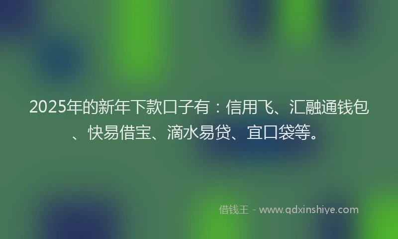2025年的新年下款口子有：信用飞、汇融通钱包、快易借宝、滴水易贷、宜口袋等。