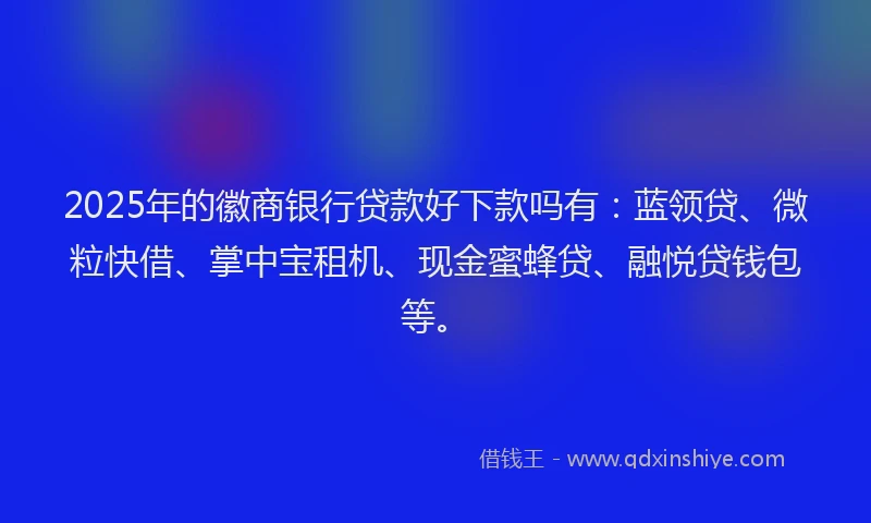 2025年的徽商银行贷款好下款吗有：蓝领贷、微粒快借、掌中宝租机、现金蜜蜂贷、融悦贷钱包等。