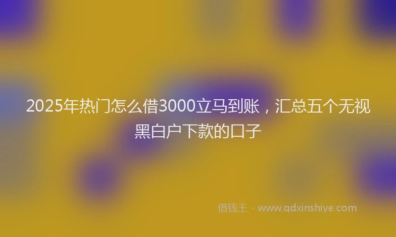 2025年热门怎么借3000立马到账，汇总五个无视黑白户下款的口子