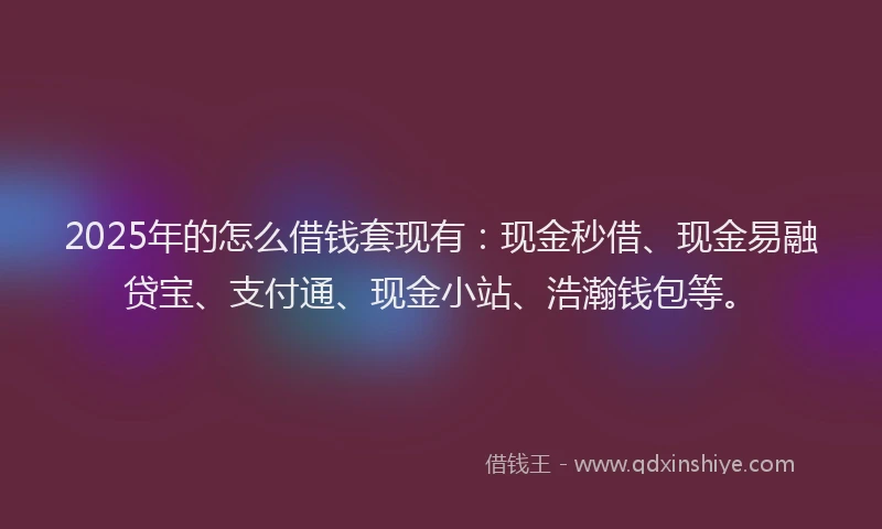 2025年的怎么借钱套现有：现金秒借、现金易融贷宝、支付通、现金小站、浩瀚钱包等。