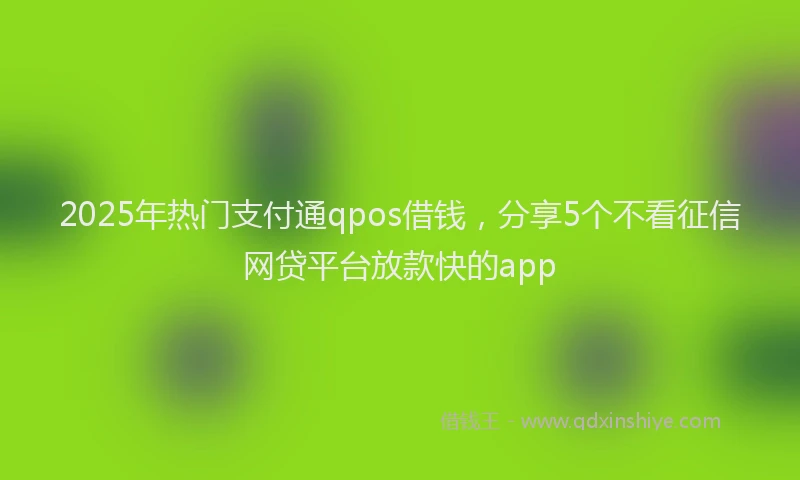 2025年热门支付通qpos借钱，分享5个不看征信网贷平台放款快的app