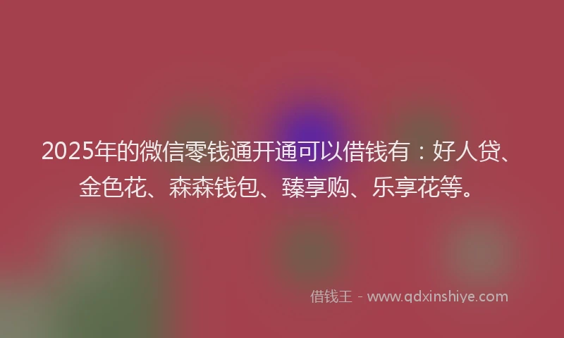 2025年的微信零钱通开通可以借钱有：好人贷、金色花、森森钱包、臻享购、乐享花等。