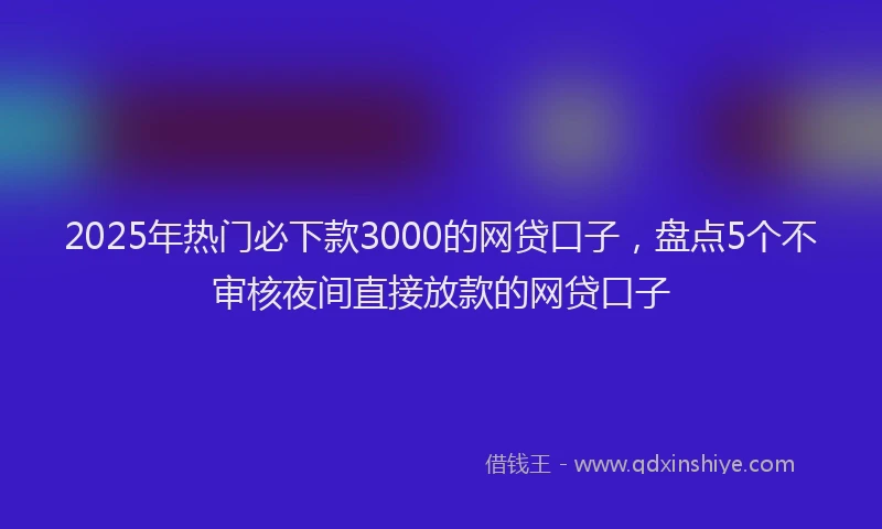 2025年热门必下款3000的网贷口子，盘点5个不审核夜间直接放款的网贷口子