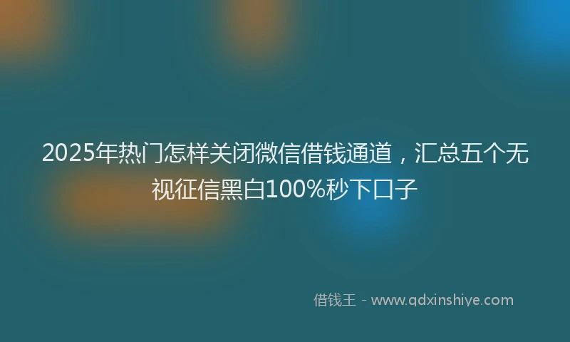 2025年热门怎样关闭微信借钱通道，汇总五个无视征信黑白100%秒下口子