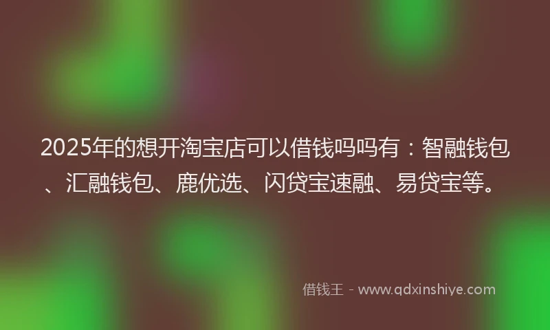 2025年的想开淘宝店可以借钱吗吗有：智融钱包、汇融钱包、鹿优选、闪贷宝速融、易贷宝等。