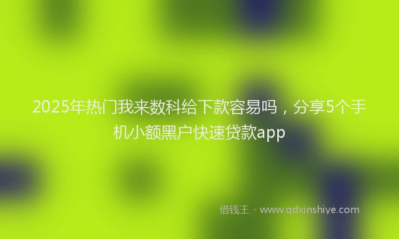 2025年热门我来数科给下款容易吗，分享5个手机小额黑户快速贷款app