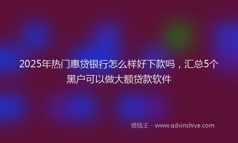 2025年热门惠贷银行怎么样好下款吗，汇总5个黑户可以做大额贷款软件