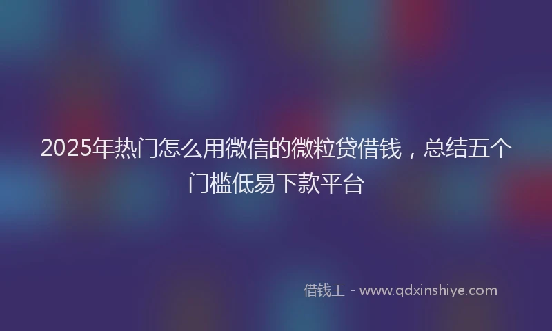 2025年热门怎么用微信的微粒贷借钱，总结五个门槛低易下款平台