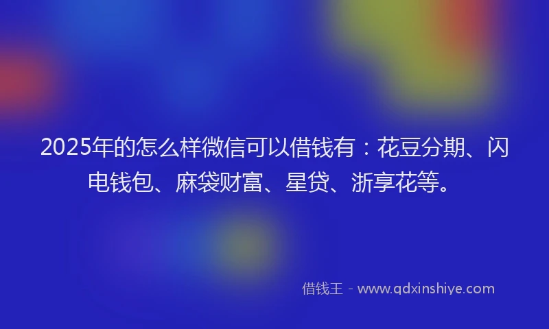 2025年的怎么样微信可以借钱有：花豆分期、闪电钱包、麻袋财富、星贷、浙享花等。